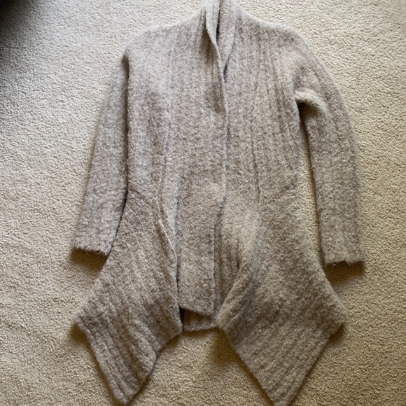 Classic Alpaca Clothing Tan-Beige Open Front Draped Cardigan Wool Lagenlook M - Picture 16 of 17